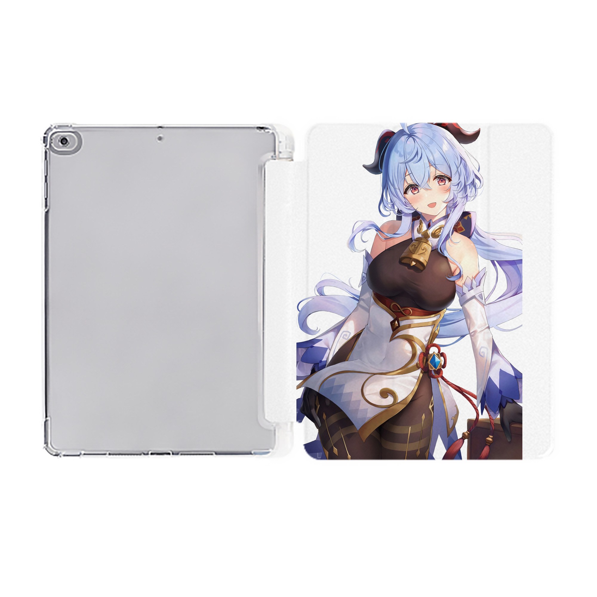 げんし神 甘雨 かんう genshin Ganyu IPad ケース ペン収納付き 三つ折りスタンド PUレザー×シリコン 対応機種9.5/10.5/10.9インチ